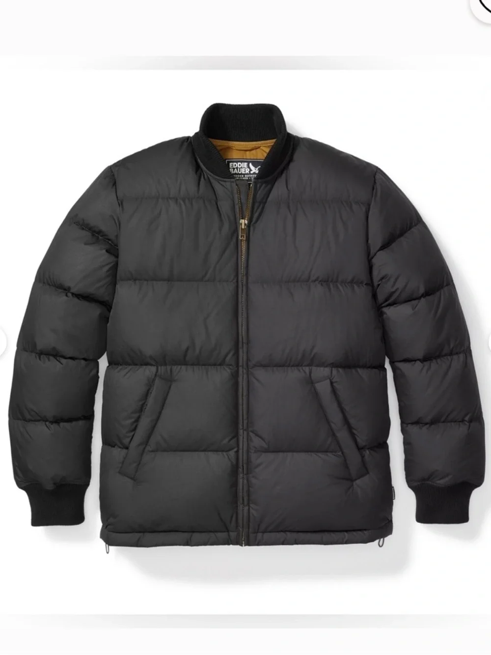 Eddie Bauer Men's Black Quilted Down Puffer Jacket Down 650